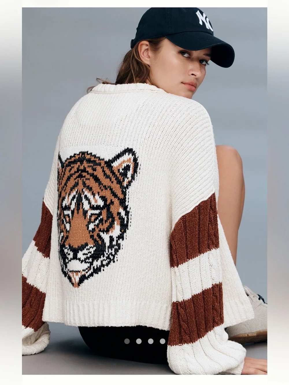 NWOT Pilcro Anthropologie Tiger Cable-Knit Zip-Up Sweater, size XL - Picture 1 of 5